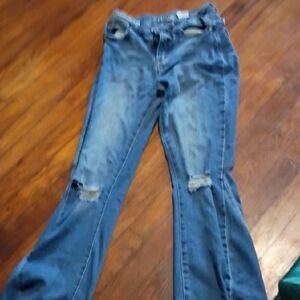 Women's Distressed Blue Jeans